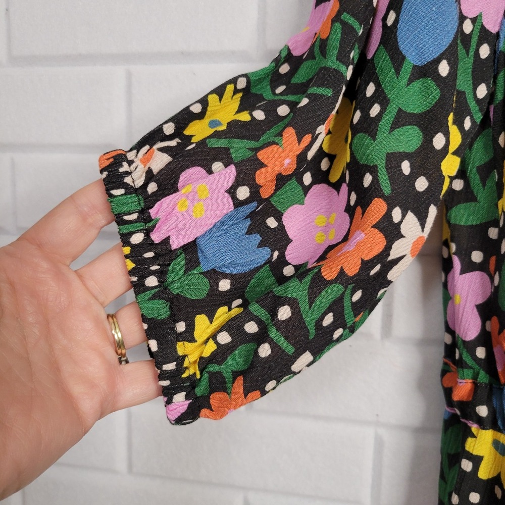 FRESHA LONDON Anita Dress size Small black floral mini casual ruffle‎ coquette - Picture 5 of 10